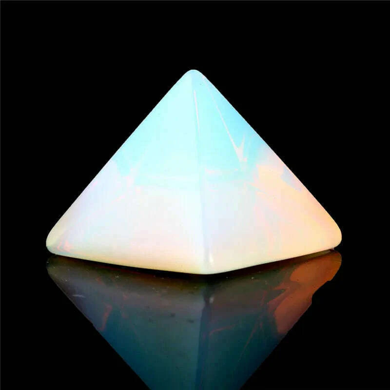 Assorted 40mm Pyramid Black Obsidian Fluorite pink quartz Natural Stone Carved Point Chakra Healing Reiki Crystal Free pouch