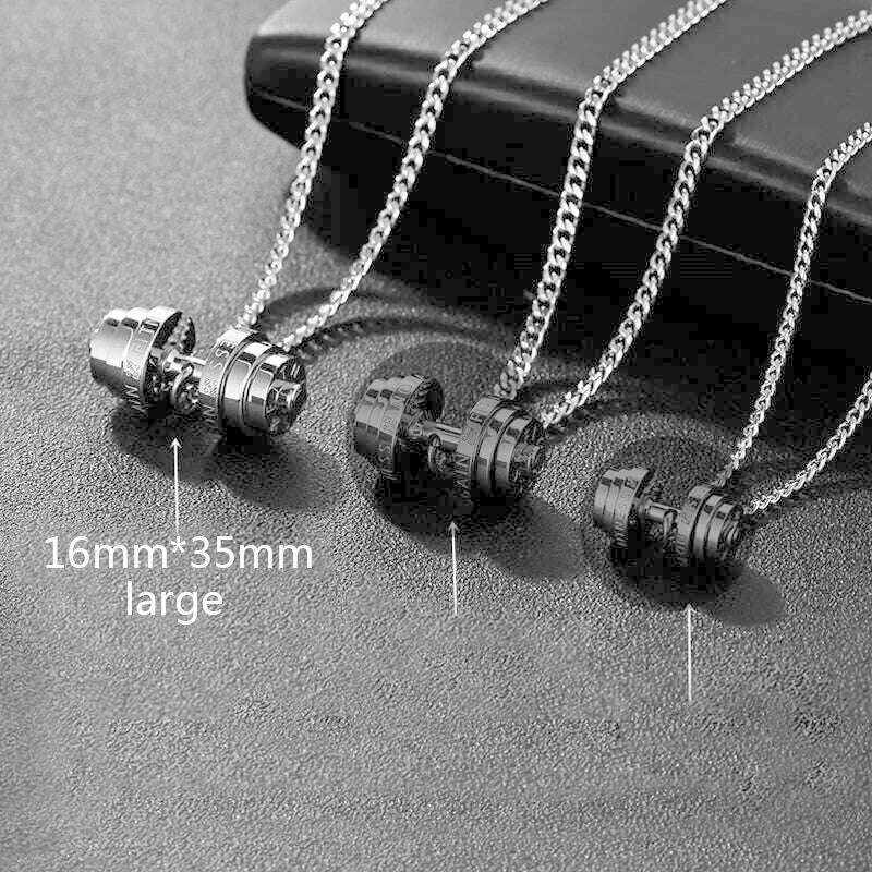 Barbell Necklace Male necklace stainless steel mens Couple pendants Fitness sports man accesories jewelry for neck