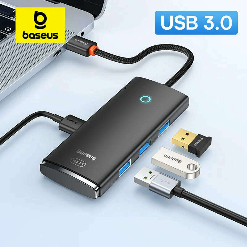 Baseus USB HUB Adapter 4 in 1 USB Type C to USB 3.0 HUB Splitter Adapter for MacBook Pro Air Huawei Mate 30 Docking Station HUB