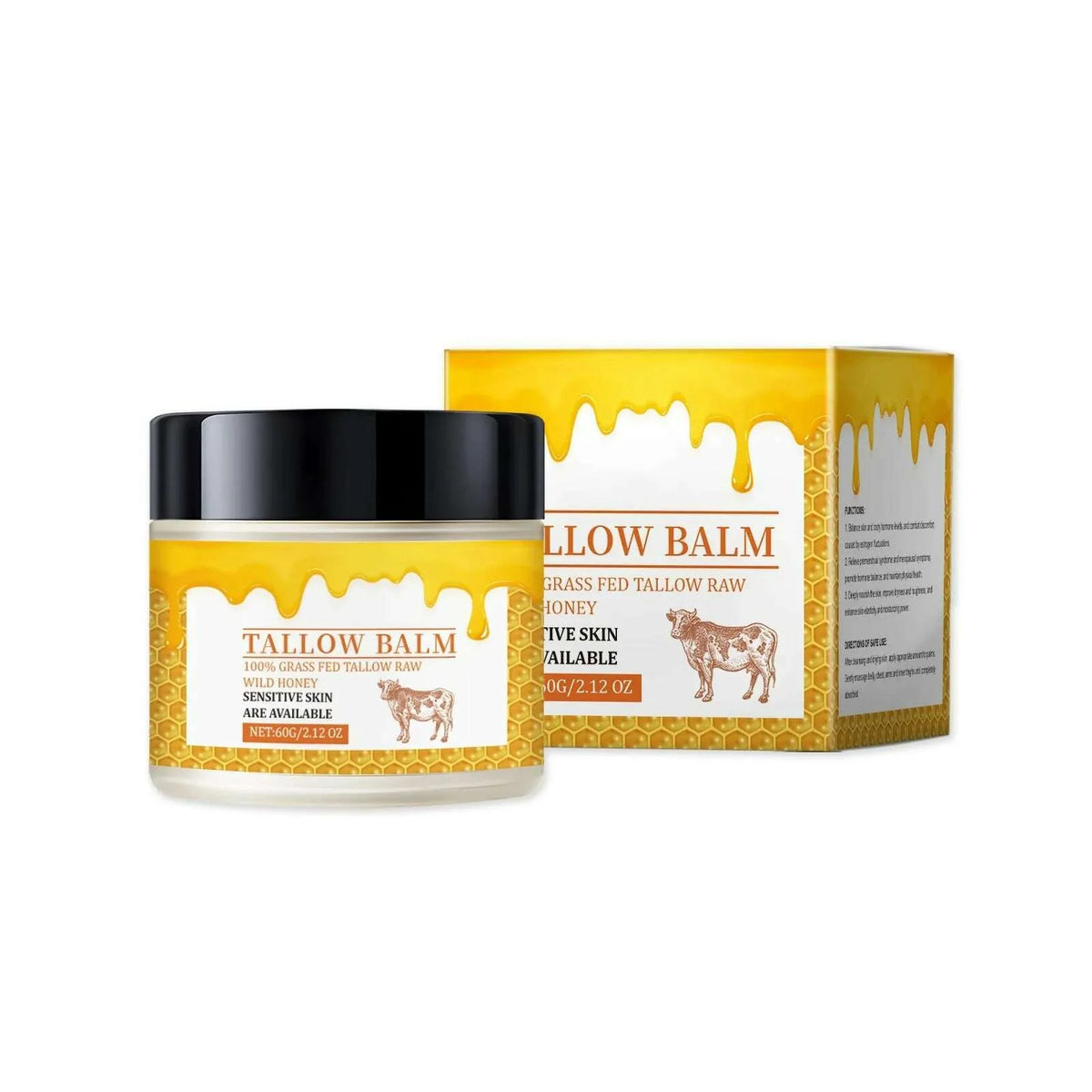 Beef Tallow Balm, Beef Tallow Cream For Skin Care, Wrinkle Tallow Balm, Grass Fed Tallow Wild Honey, Face And Body Moisturizer