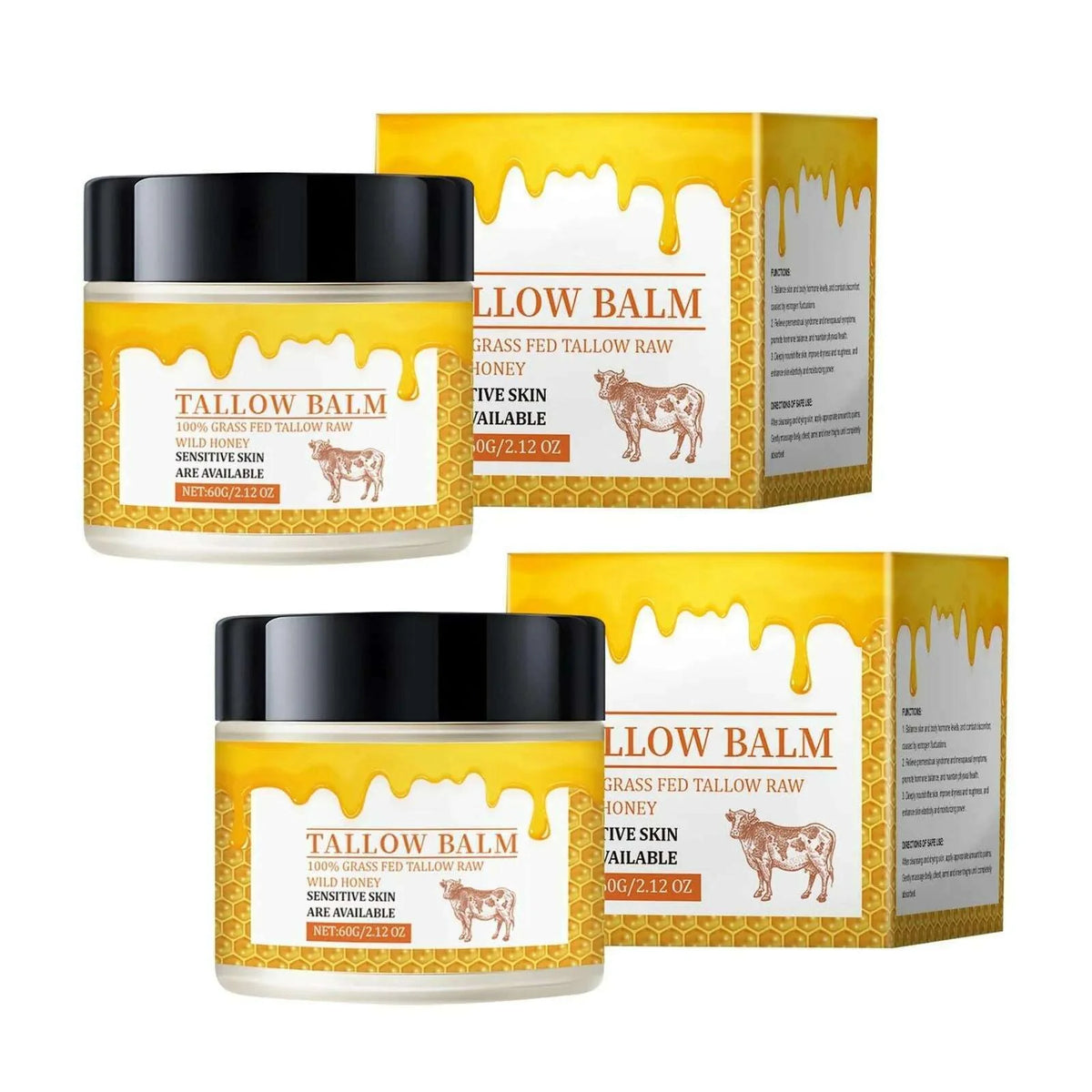 Beef Tallow Balm, Beef Tallow Cream For Skin Care, Wrinkle Tallow Balm, Grass Fed Tallow Wild Honey, Face And Body Moisturizer