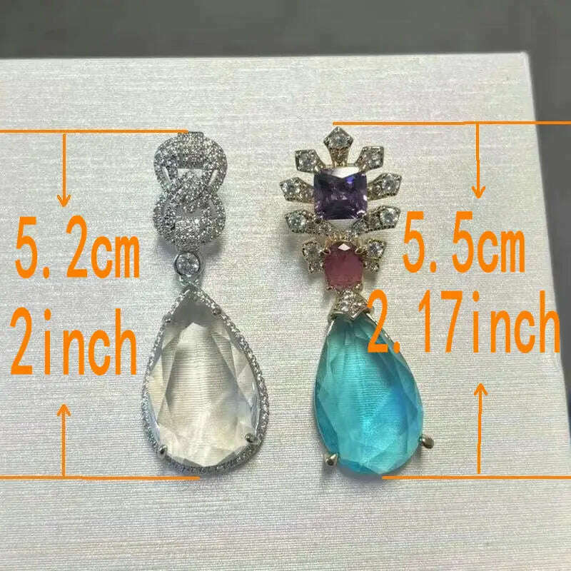Bilincolor Fashion Vintage Big Yellow Cubic Zircon Earring for Women