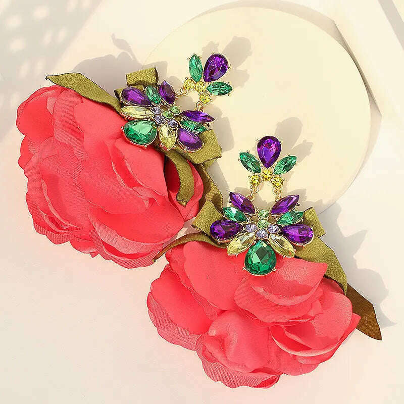 Bohemian Flowers Big Dangle Earrings For Women Trendy Luxury Vintage Fairy Wedding Party Jewelry Accessoies