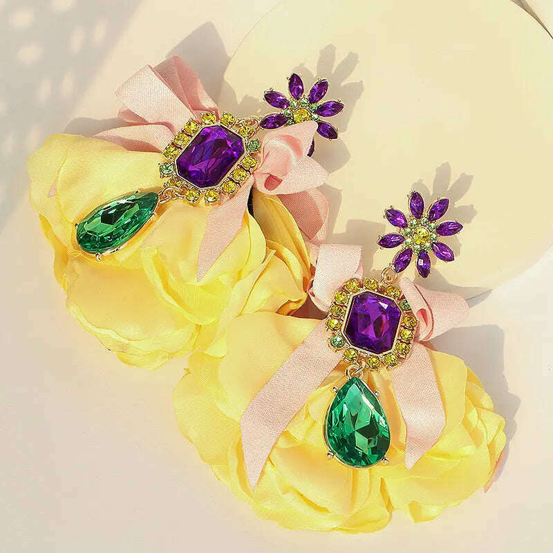 Bohemian Flowers Big Dangle Earrings For Women Trendy Luxury Vintage Fairy Wedding Party Jewelry Accessoies