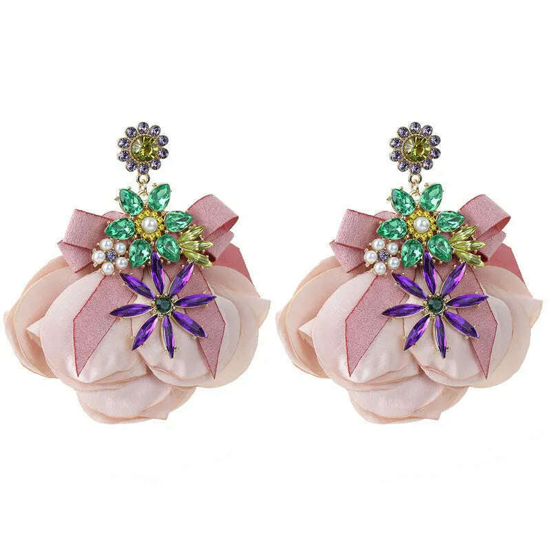Bohemian Flowers Big Dangle Earrings For Women Trendy Luxury Vintage Fairy Wedding Party Jewelry Accessoies