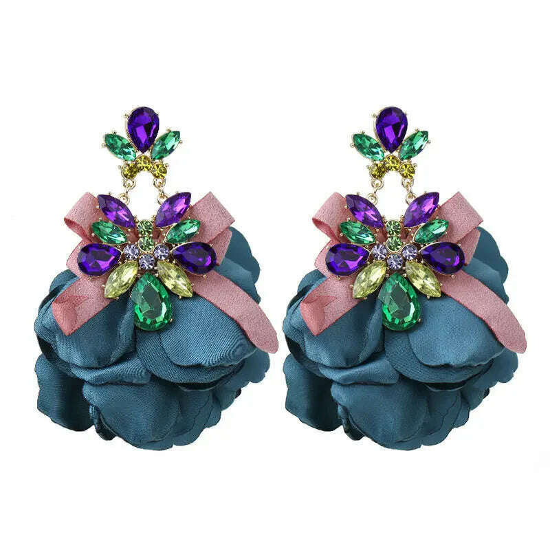 Bohemian Flowers Big Dangle Earrings For Women Trendy Luxury Vintage Fairy Wedding Party Jewelry Accessoies