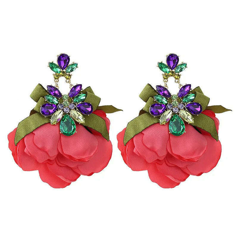 Bohemian Flowers Big Dangle Earrings For Women Trendy Luxury Vintage Fairy Wedding Party Jewelry Accessoies