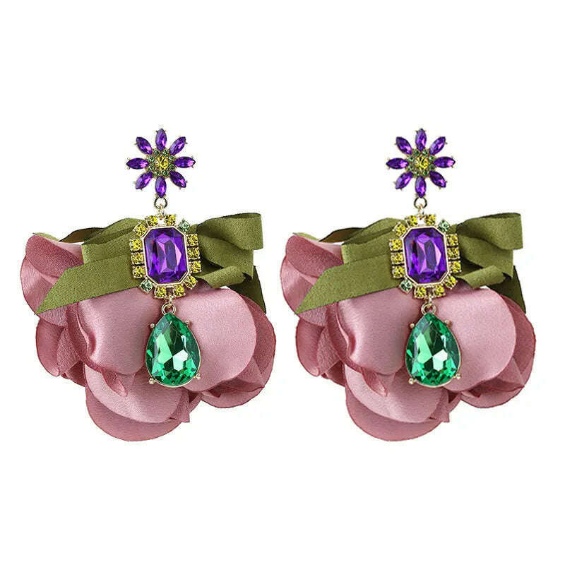 Bohemian Flowers Big Dangle Earrings For Women Trendy Luxury Vintage Fairy Wedding Party Jewelry Accessoies