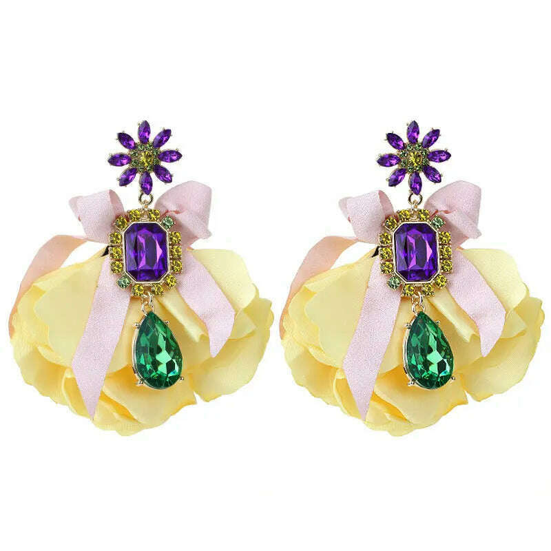 Bohemian Flowers Big Dangle Earrings For Women Trendy Luxury Vintage Fairy Wedding Party Jewelry Accessoies