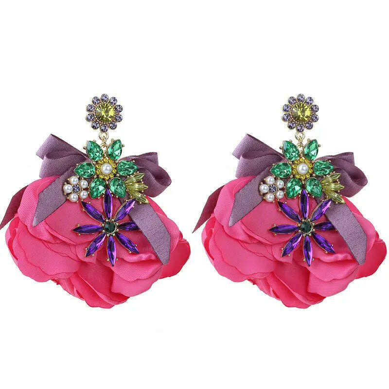 Bohemian Flowers Big Dangle Earrings For Women Trendy Luxury Vintage Fairy Wedding Party Jewelry Accessoies