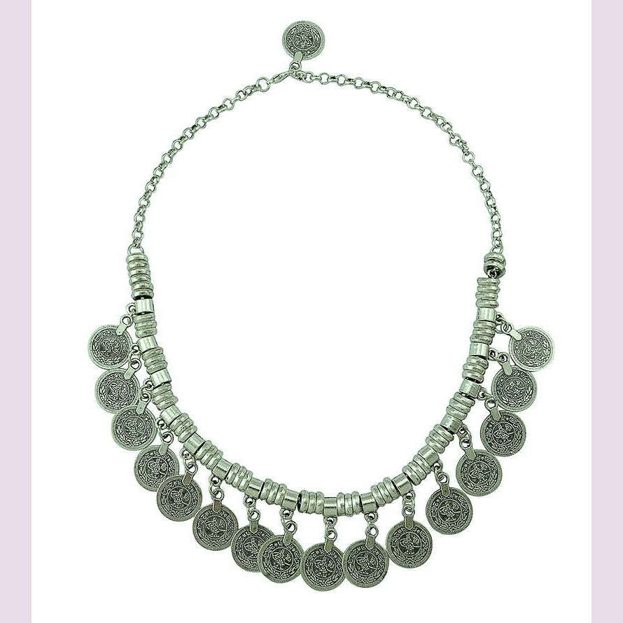 Boho Vintage Ethnic Metal Coins Necklace for Women Gypsy Choker Collar Statement Necklaces Afghan Turkish Maxi Festival Jewelry