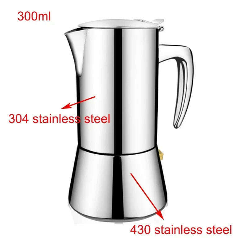Cafetera de cocina acero inoxidable, 200ML/300ML, hervidor bebidas percolador, MOCA 304 #
