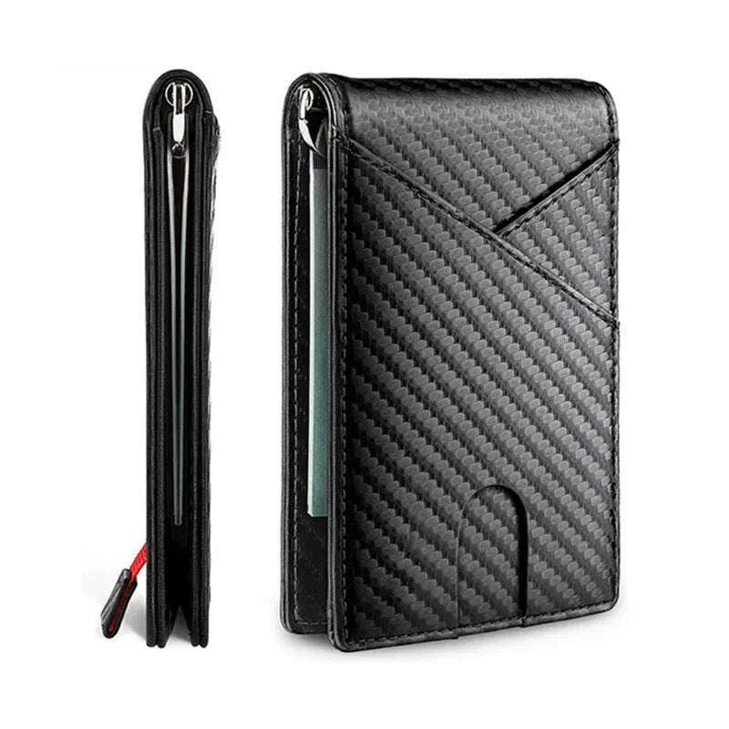 Carbon Fiber Rfid Men Wallets Money Bag Slim Thin Card Man Wallet Luxury Male Small Short Purse Bi-fold Vallet Billfold