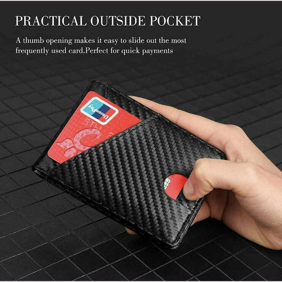 Carbon Fiber Rfid Men Wallets Money Bag Slim Thin Card Man Wallet Luxury Male Small Short Purse Bi-fold Vallet Billfold