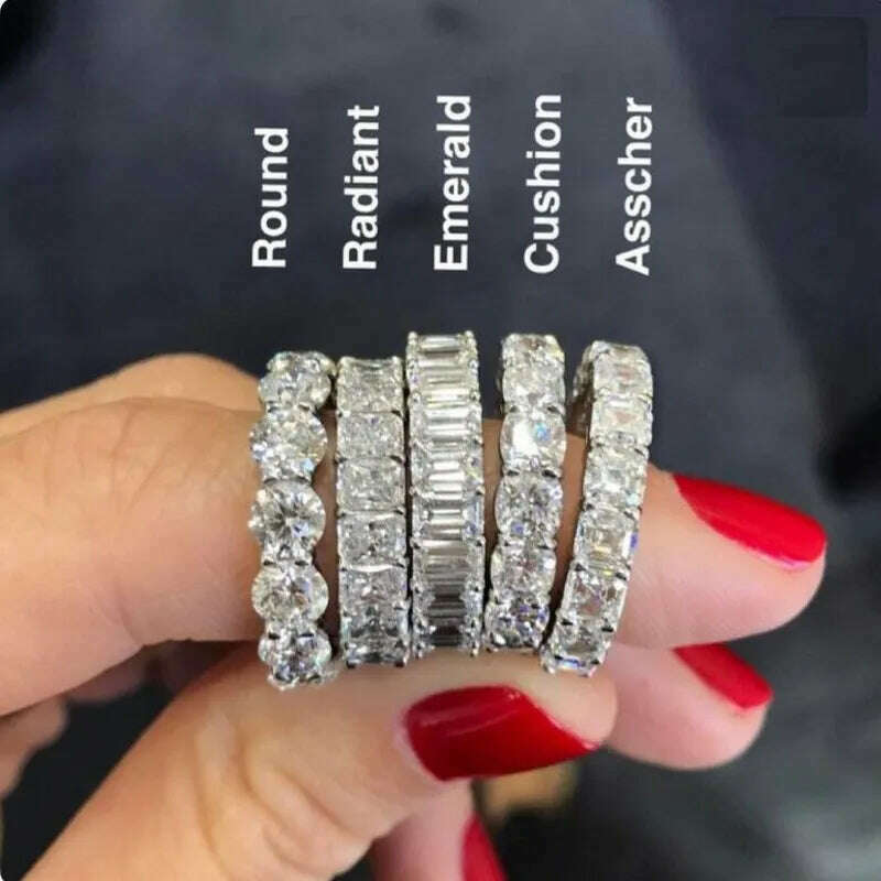 choucong Multipl Cutting Eternity Promise Ring 5A Zircon Cz 925 Sterling Silver Engagement Wedding Band Rings for Women Men Gift