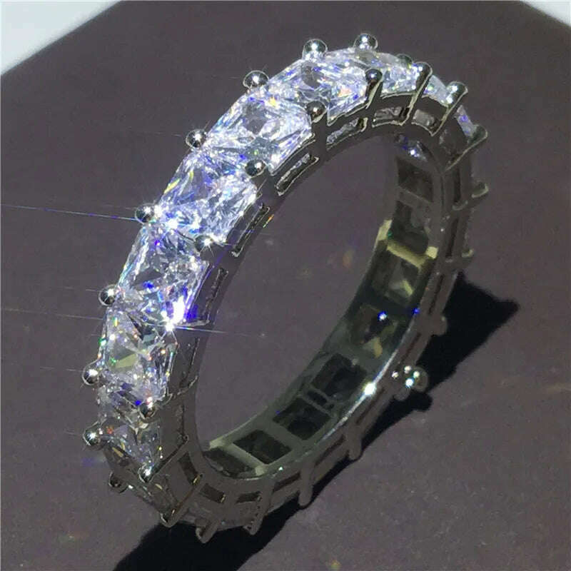choucong Multipl Cutting Eternity Promise Ring 5A Zircon Cz 925 Sterling Silver Engagement Wedding Band Rings for Women Men Gift