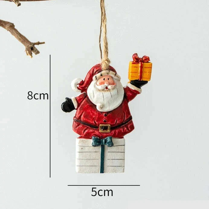 Christmas Santa Snowman Gingerbread Man Resin Pendant Christmas Tree Decoration Ornaments DIY Kids Toys Noel Navidad Kerst 2023