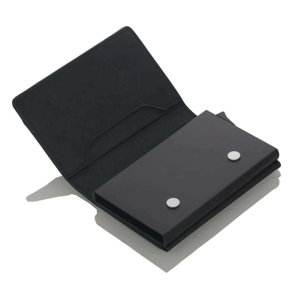 Cizicoco Credit Card Holder 2020 New Aluminum Box Card Wallet RFID PU Leather Pop Up Card Case Magnet Carbon Fiber Coin Purse