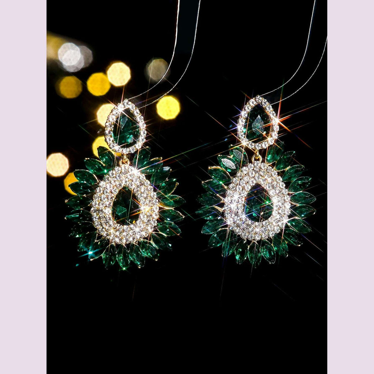 Classic luxury colored glass rhinestone sunflower earrings design sense of fashion personality temperament versatile earrings