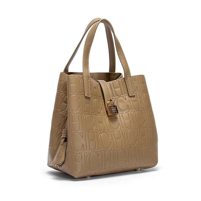 Classic Style Fashion Retro Craft New 2024 Women's Handbag Letter Printed Metal Accessories Large Capacity Solid Color