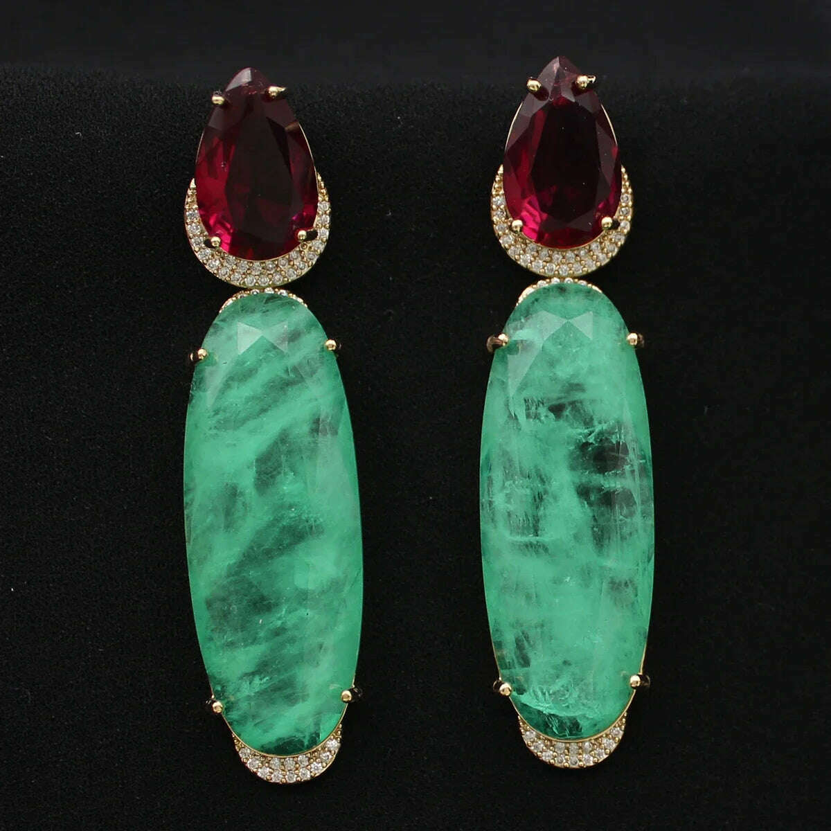 Colorful Purple Green Dangle Earrings for Women Luxury Jewelry Wedding Evening Party Big Drop Earrings Elegant Female Gift