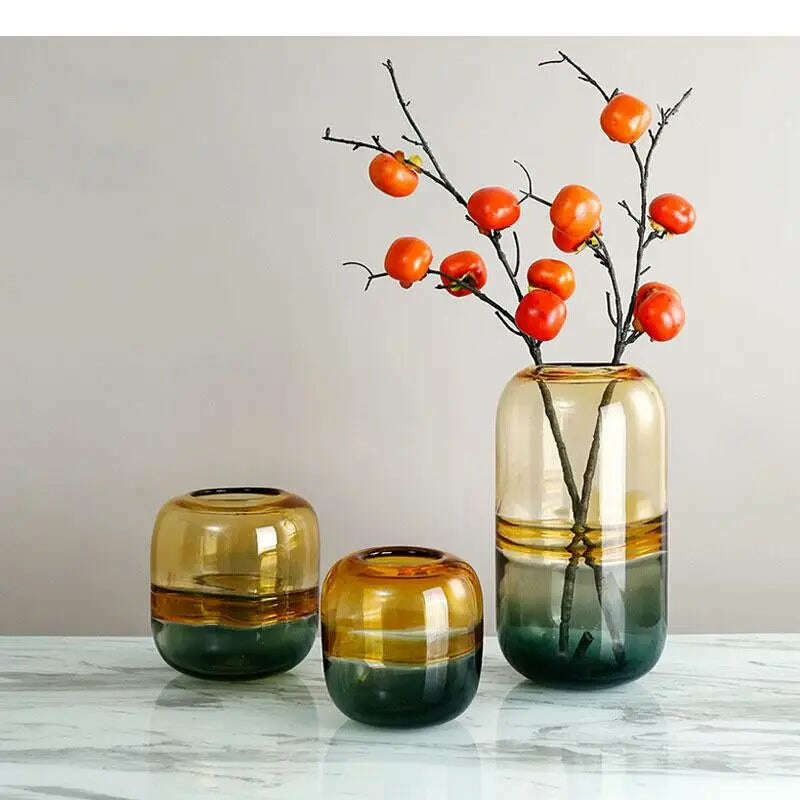 Creative Transparent Gradient Glass Vase Hydroponic Flower Pots Desk Decoration Artificial Flower Decorative Floral Arrangement