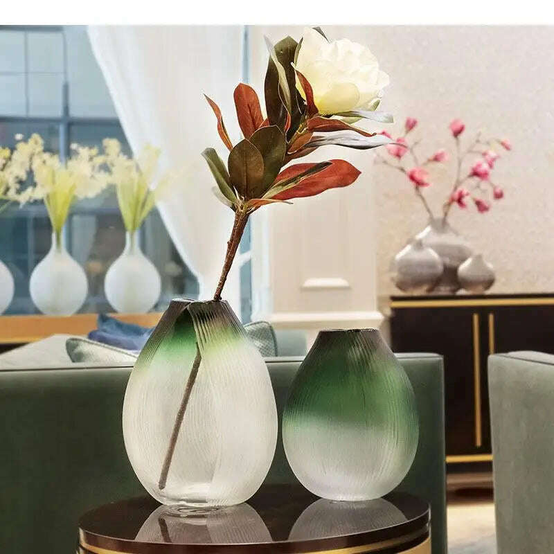 Creative Transparent Gradient Glass Vase Hydroponic Flower Pots Desk Decoration Artificial Flower Decorative Floral Arrangement