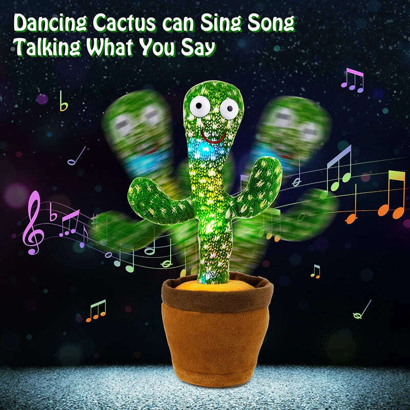 Dancing Cactus 120 Song Speaker Talking Usb Battery Voice Repeat Plush Cactu Dancer Toy Talk Plushie Stuffed Toys For Kids Gift