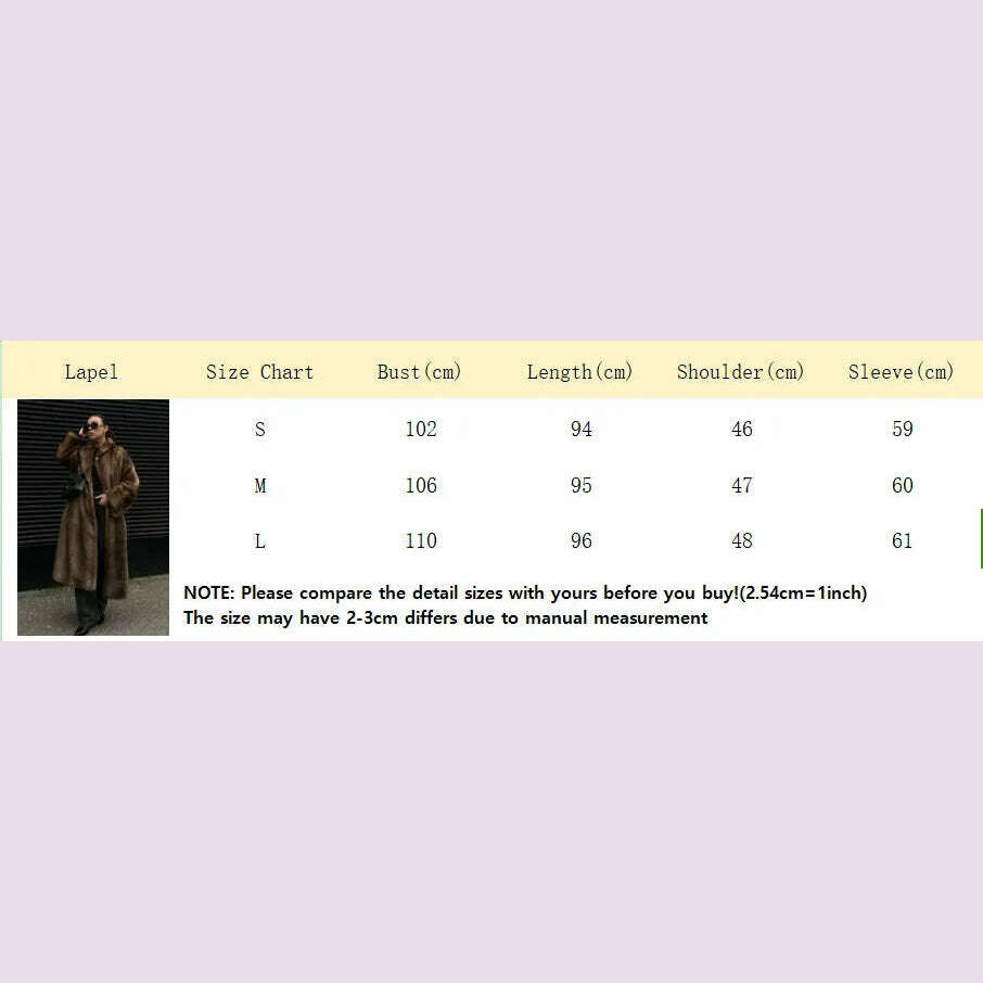 Dark Brown Faux Fur Long Overcoat For Women Fashion Lapel Single Breasted Loose Fluffy Plush Warm Coat Winter Thicken Outerwear