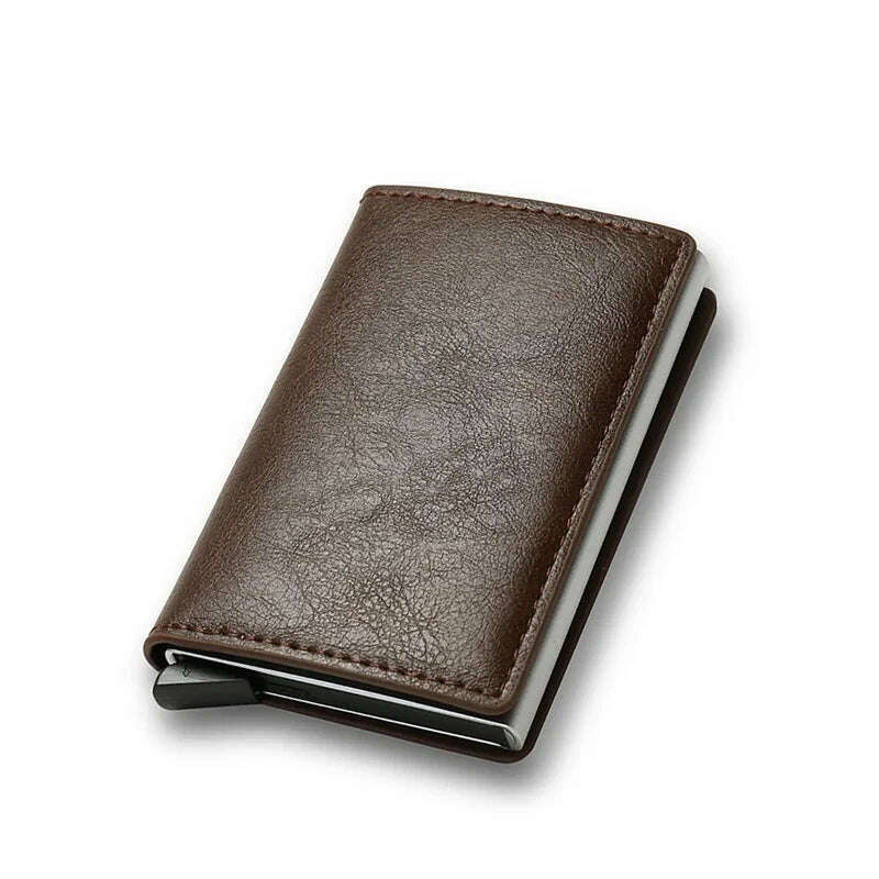 DIENQI Carbon Rfid Wallet Male Money Card Holder Pocket Mini Slim Wallet Women Men Smart Purses Automatic Pop Up Valet Walet