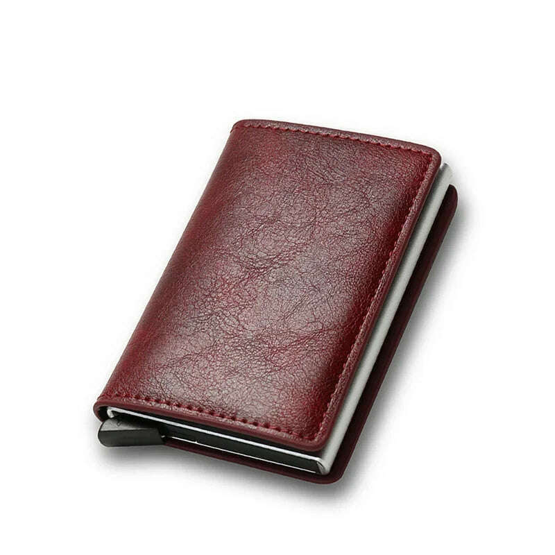 DIENQI Carbon Rfid Wallet Male Money Card Holder Pocket Mini Slim Wallet Women Men Smart Purses Automatic Pop Up Valet Walet