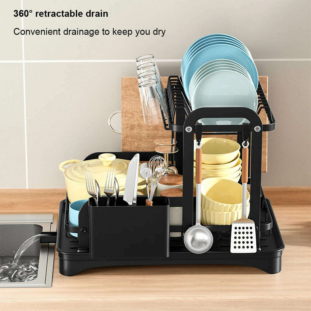 Dish Bowl Drainer Storage Rack Double-layer Kitchen Sink Dish Drainer Drying Rack Organizer HomeCounter Tableware Organizer