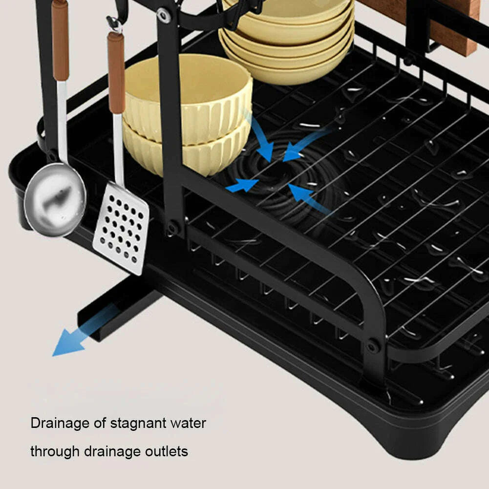 Dish Bowl Drainer Storage Rack Double-layer Kitchen Sink Dish Drainer Drying Rack Organizer HomeCounter Tableware Organizer