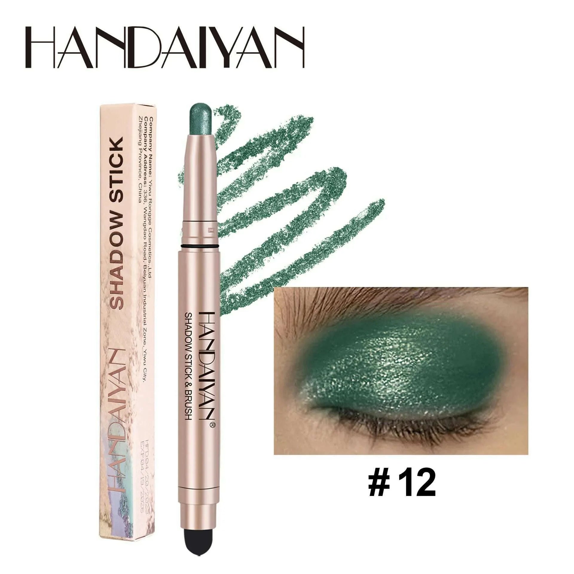 Double-head Eyeshadow Stick Diamond Shimmer Highlighter Pencil Pearl Pigment Long Lasting Cream Eye Shadow Matte Brush Pen