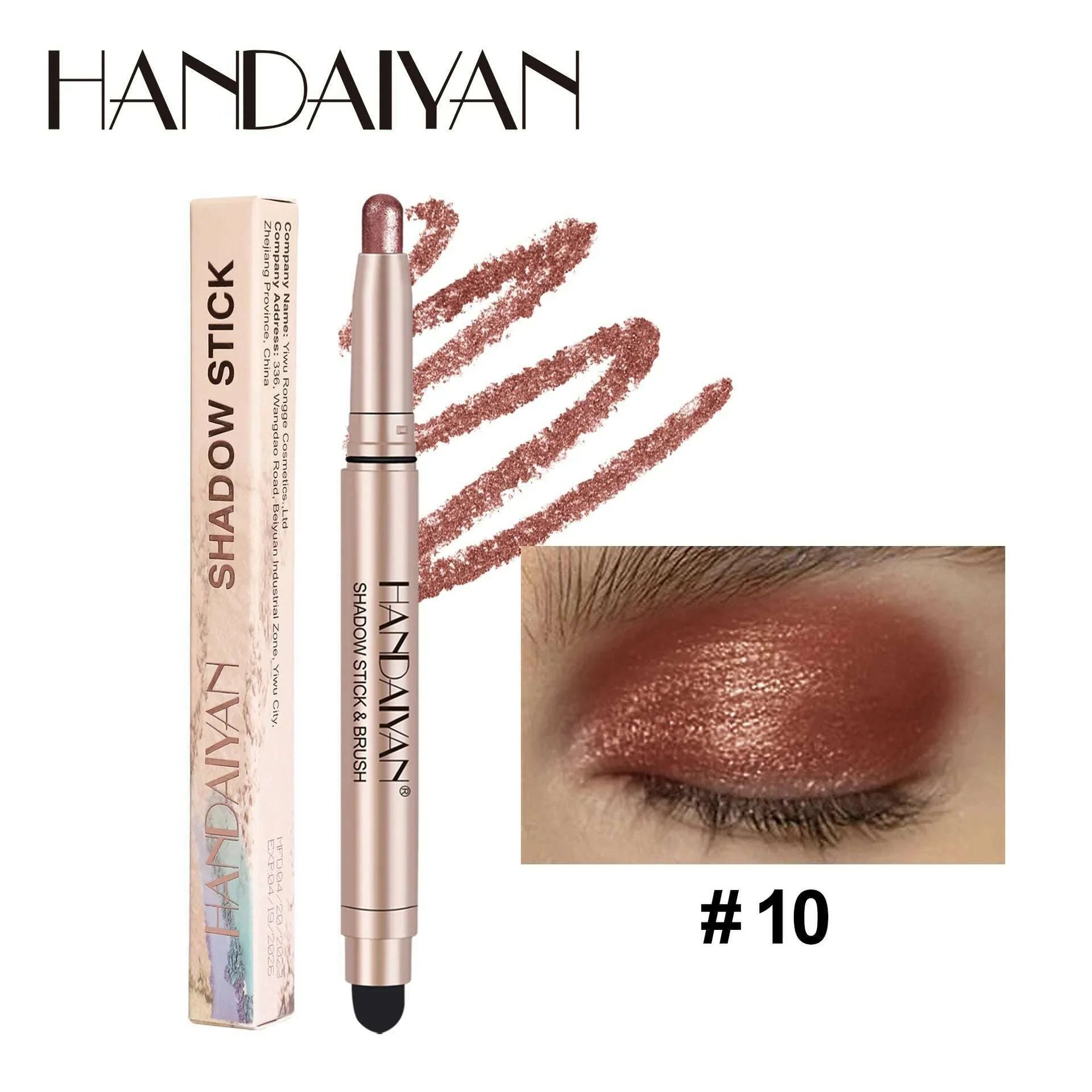 Double-head Eyeshadow Stick Diamond Shimmer Highlighter Pencil Pearl Pigment Long Lasting Cream Eye Shadow Matte Brush Pen