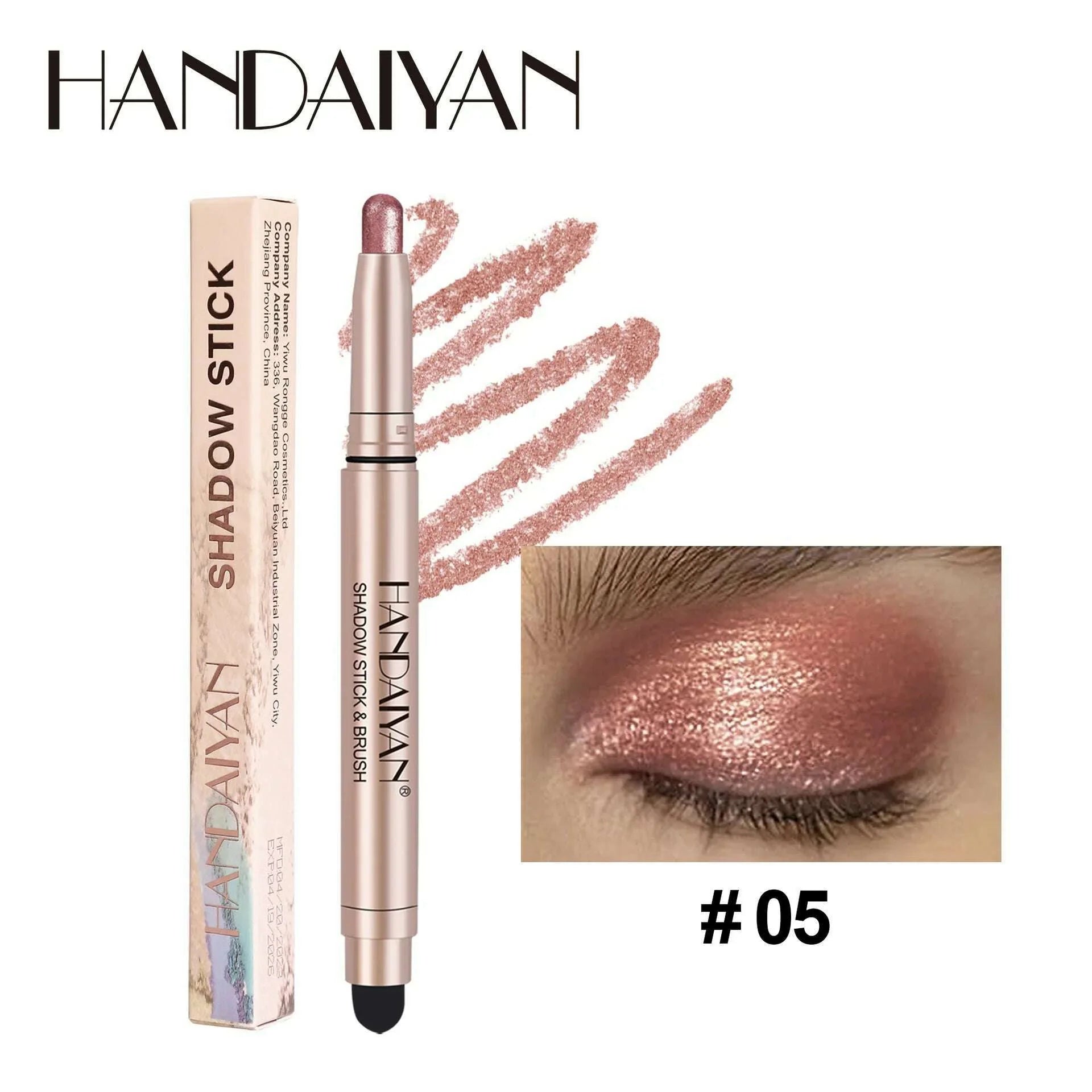 Double-head Eyeshadow Stick Diamond Shimmer Highlighter Pencil Pearl Pigment Long Lasting Cream Eye Shadow Matte Brush Pen