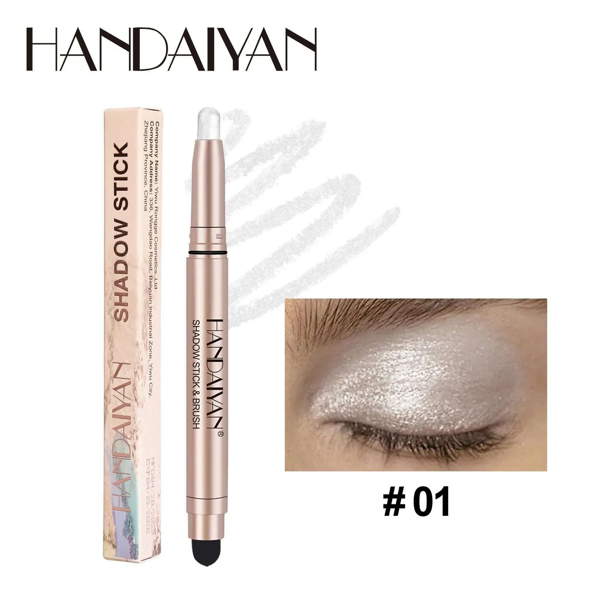 Double-head Eyeshadow Stick Diamond Shimmer Highlighter Pencil Pearl Pigment Long Lasting Cream Eye Shadow Matte Brush Pen