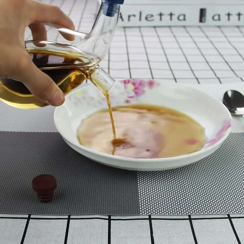 Double Layer Sauce Oil Bottle 2 In 1 Vinegar Glass Bottle Condiment Seasoning Sealed Kitchen Storage Bottles Jars