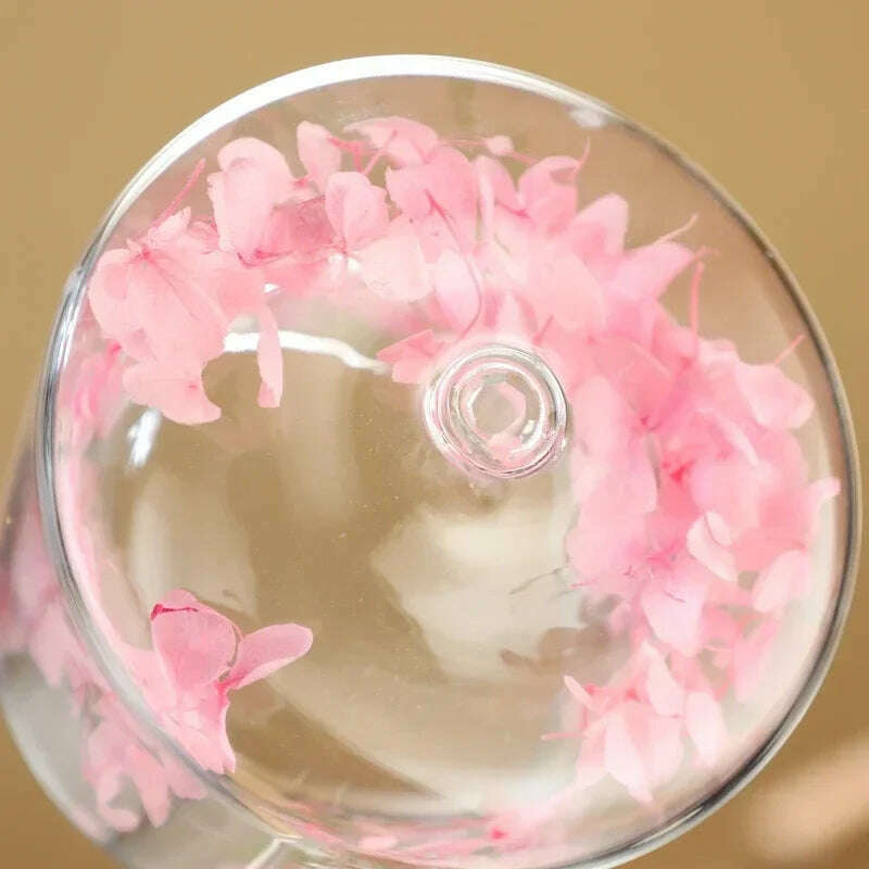 Double Wall Dry Flowers Transparent Glass Coffee Cup with Handle Double-layer Heat Insulation High Temperature Juice Milk Cup