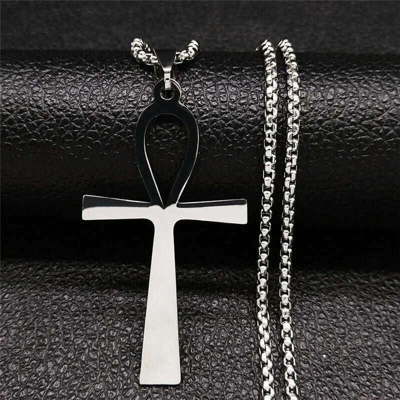 Egyptian Ankh Cross Key Of Life Necklaces for Women/Men Stainless Steel Mythology Chain Necklace Jewelry bijoux homme N3456S02