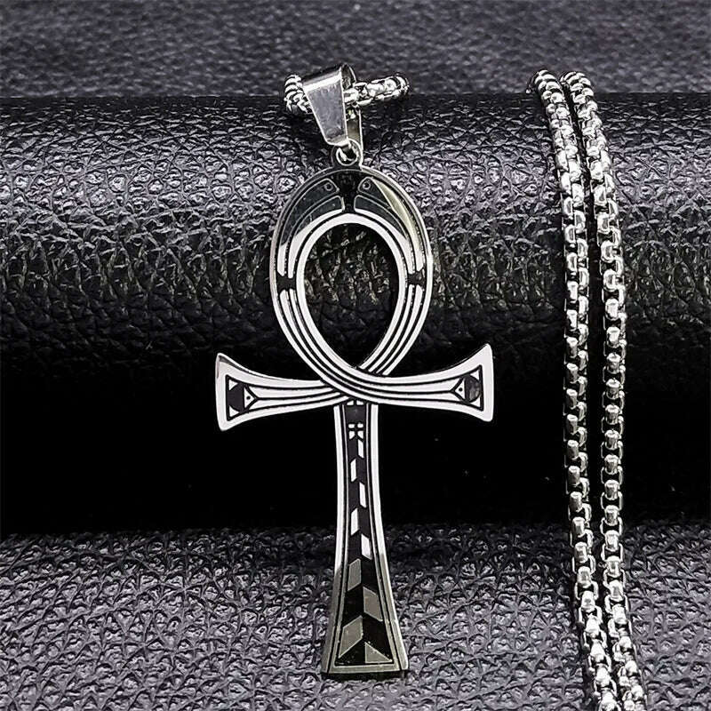 Egyptian Ankh Cross Key Of Life Necklaces for Women/Men Stainless Steel Mythology Chain Necklace Jewelry bijoux homme N3456S02