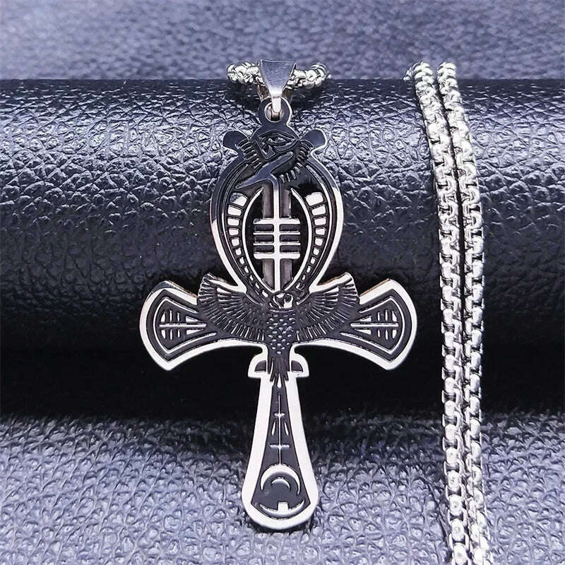 Egyptian Ankh Cross Key Of Life Necklaces for Women/Men Stainless Steel Mythology Chain Necklace Jewelry bijoux homme N3456S02