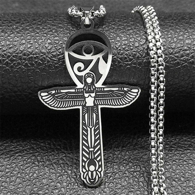 Egyptian Ankh Cross Key Of Life Necklaces for Women/Men Stainless Steel Mythology Chain Necklace Jewelry bijoux homme N3456S02