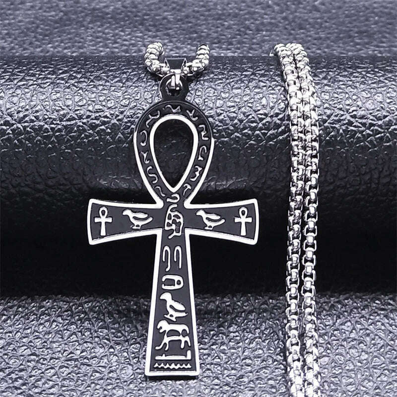 Egyptian Ankh Cross Key Of Life Necklaces for Women/Men Stainless Steel Mythology Chain Necklace Jewelry bijoux homme N3456S02