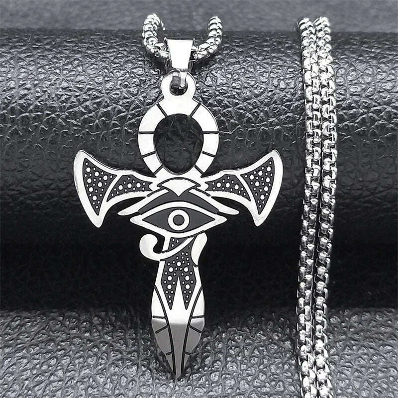 Egyptian Ankh Cross Key Of Life Necklaces for Women/Men Stainless Steel Mythology Chain Necklace Jewelry bijoux homme N3456S02
