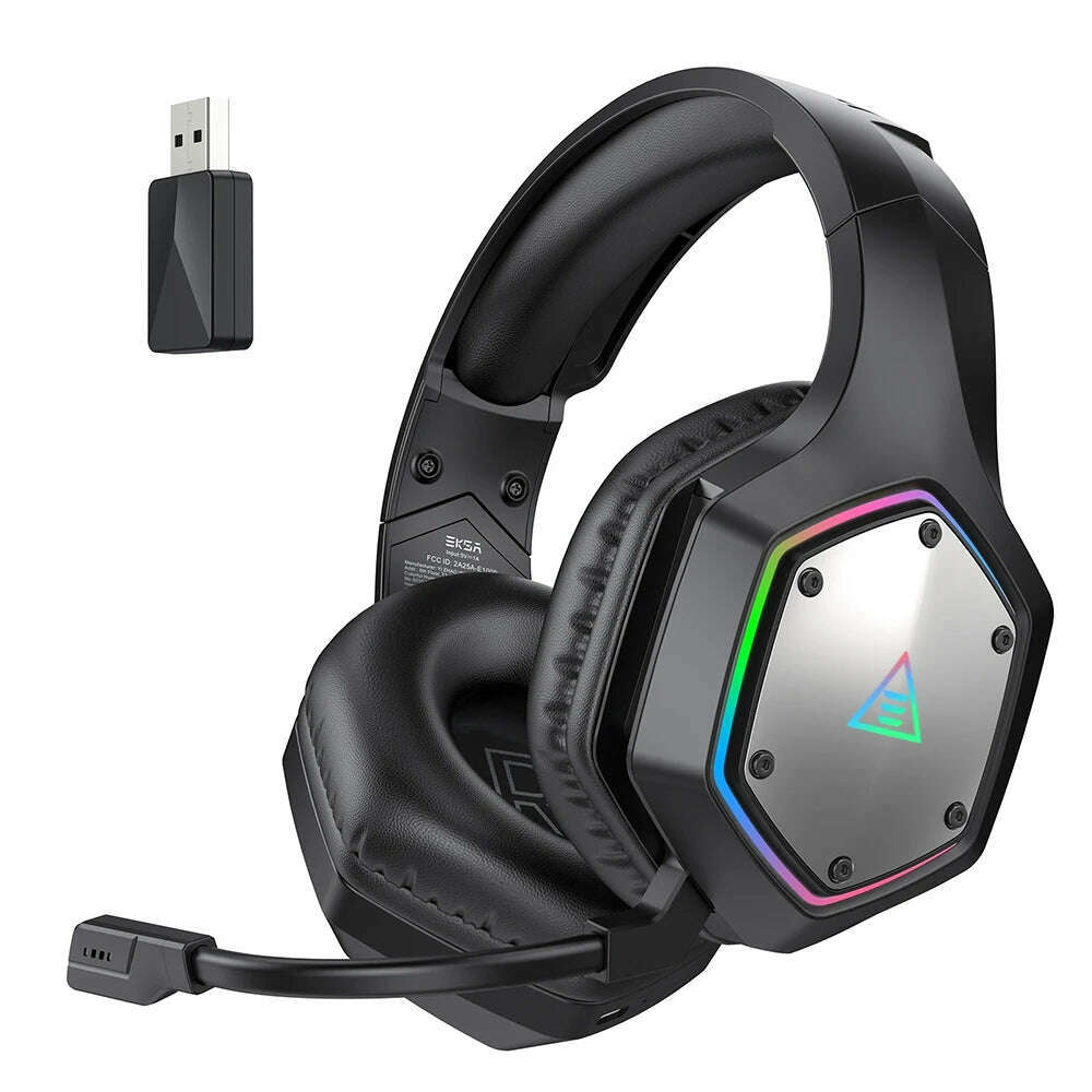 EKSA E1000 WT 2.4G Low Latency Wireless+Wired Gaming Headphones for PC/PS4/PS5/Xbox, 7.1 Surround Headset Gamer with Microphone