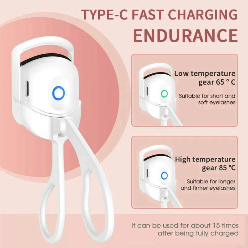 Electric Heated Eyelash Curler Professional Electric Temperature Control Charging Lasting Eyelash Curler Portable Lash Makeup