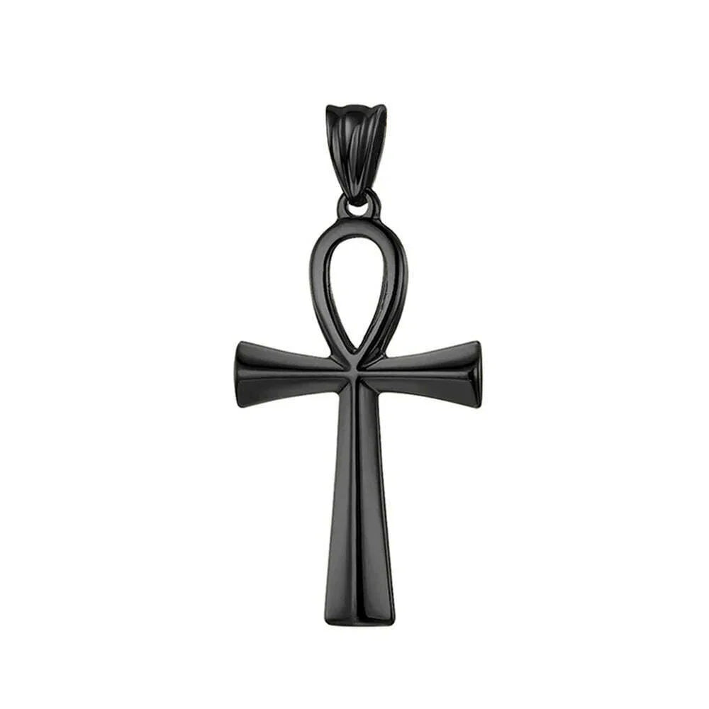 Fashion Ancient Egyptian Ankh Cross Necklace For Men Stainless Steel Gold Color/ Silver Color Biker Pendant Amulet Jewelry