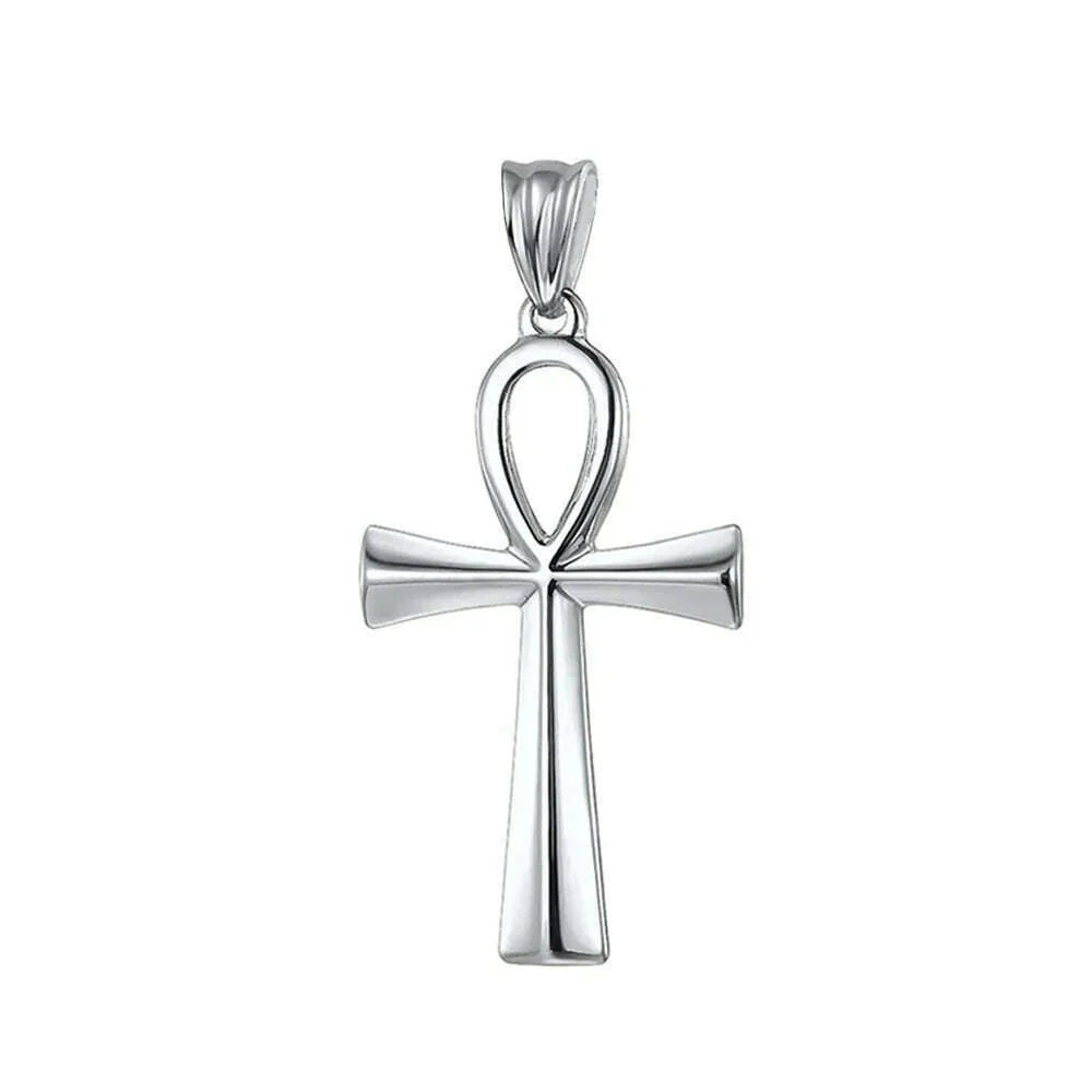 Fashion Ancient Egyptian Ankh Cross Necklace For Men Stainless Steel Gold Color/ Silver Color Biker Pendant Amulet Jewelry
