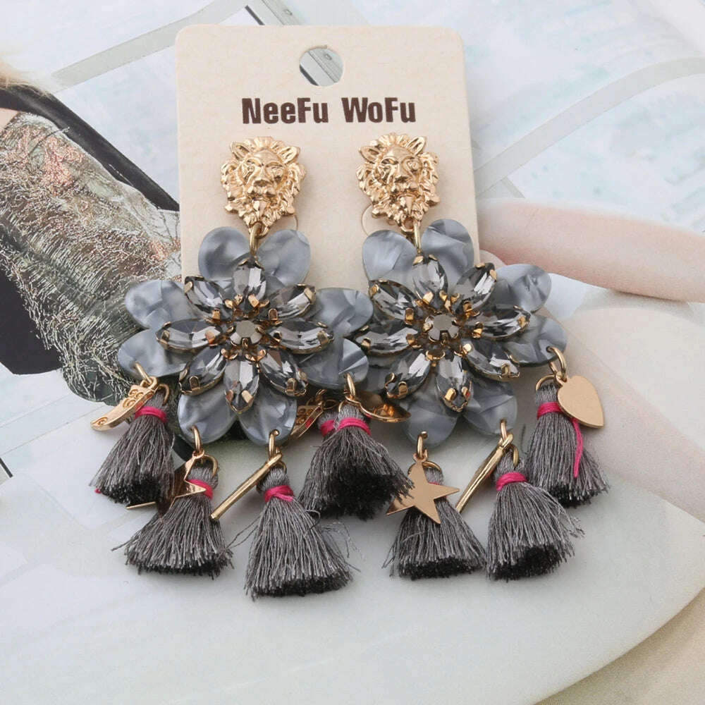 Fashion Big Earrings Metal Dangle Bohemian Eye Tassel Earrings Crystal Large Retro Long Brinco Ear Oorbellen Jewelry Wholesale